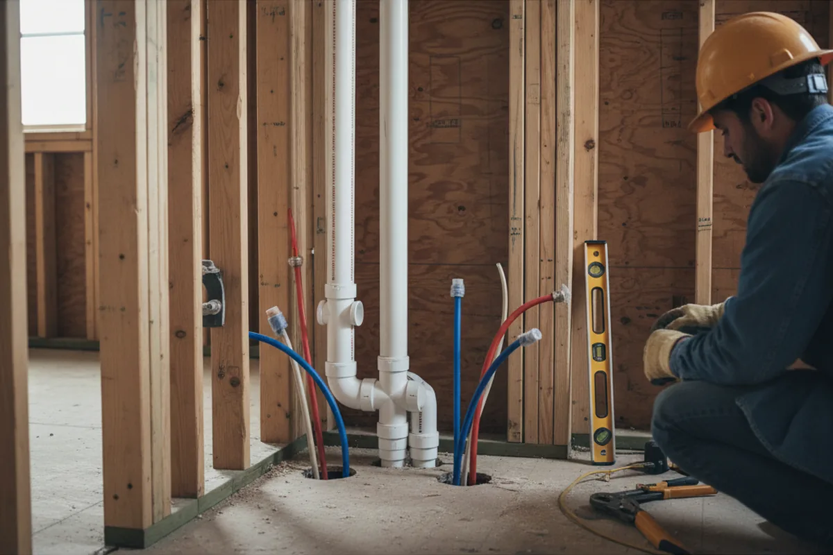Drain and supply rough-in during Sump Pump Repair in Manahawkin
