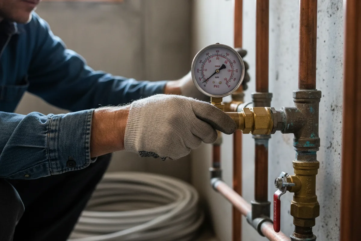 Pressure testing a repaired line during Water Line Repair in Manahawkin